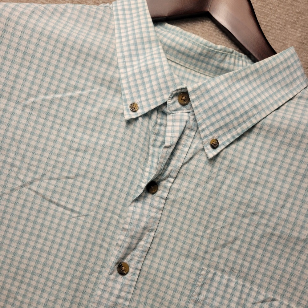 HB Button Down Shirt Mens 3XL Blue White Gingham Short Sleeve Plaid Pocket